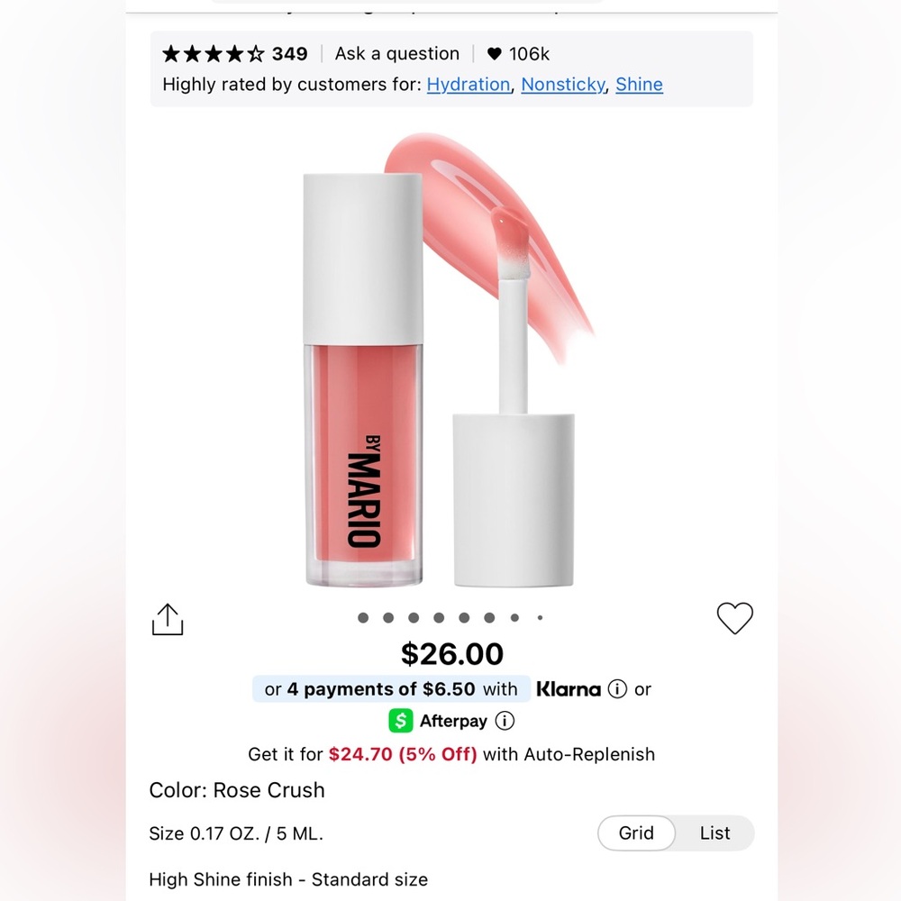 🌸Makeup by Mario Hydrating Super Shine Lip Gloss - Rose Crush